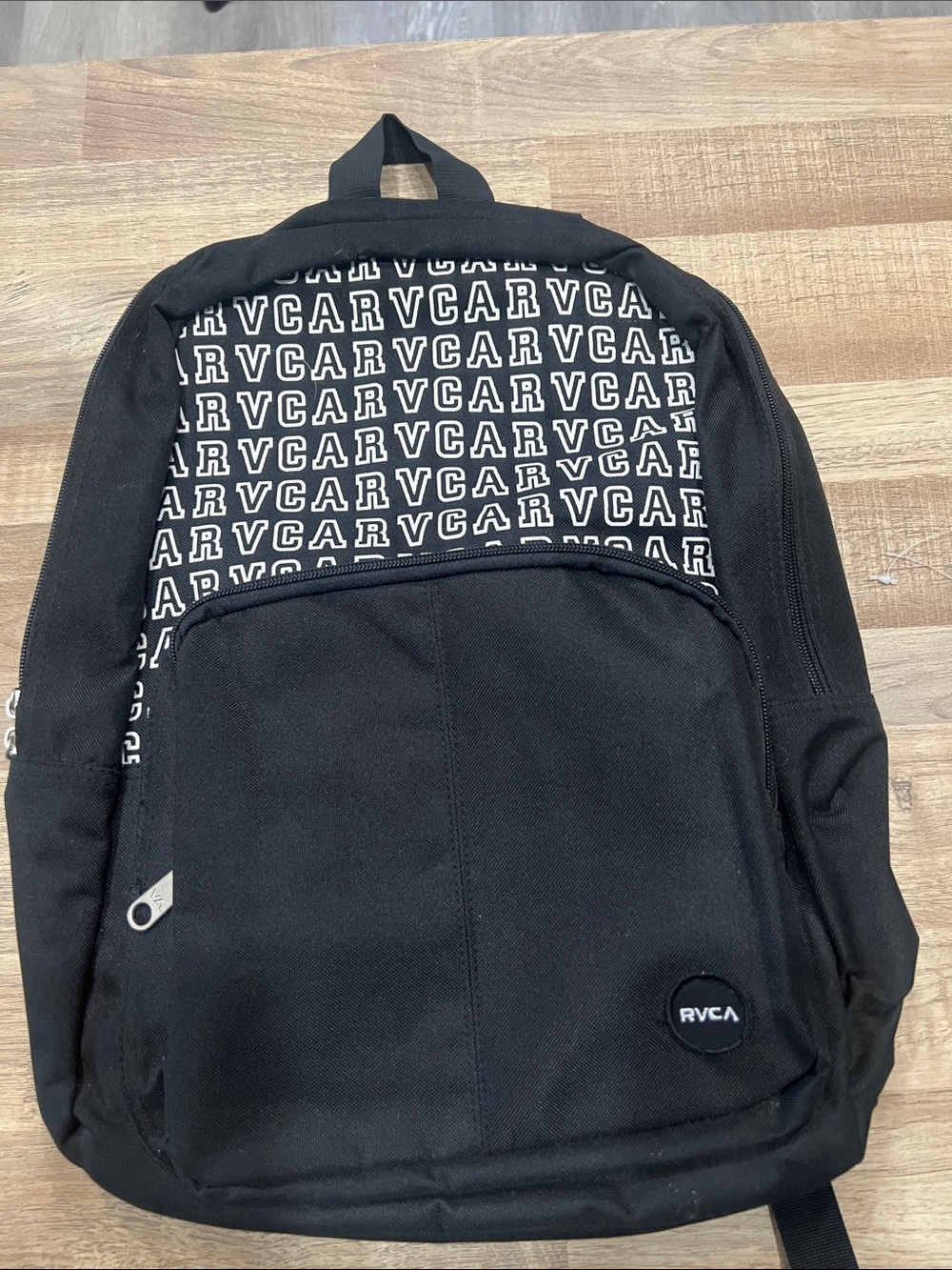 NWT RVCA College Dropout Print Pack Backpack Black Varsity Logo 12140061